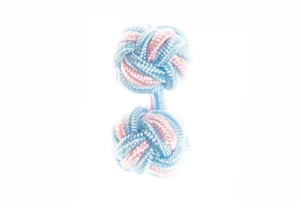 Sky Blue & Pink Cuffknots Knot Cufflinks - by Elizabeth Parker England