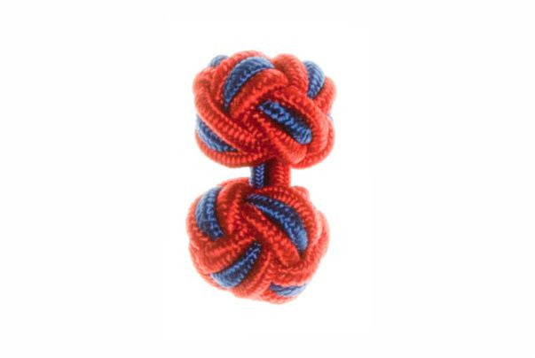 Red & Royal Blue Cuffknots Knot Cufflinks - by Elizabeth Parker England