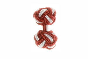 Burgundy Red & White Cuffknots Knot Cufflinks - by Elizabeth Parker England