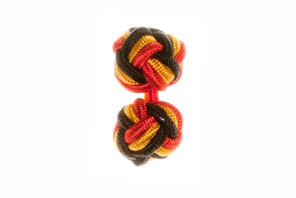 Red & Black & Gold Cuffknots Knot Cufflinks - by Elizabeth Parker England