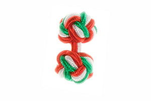 Red & White & Green Cuffknots Knot Cufflinks - by Elizabeth Parker England