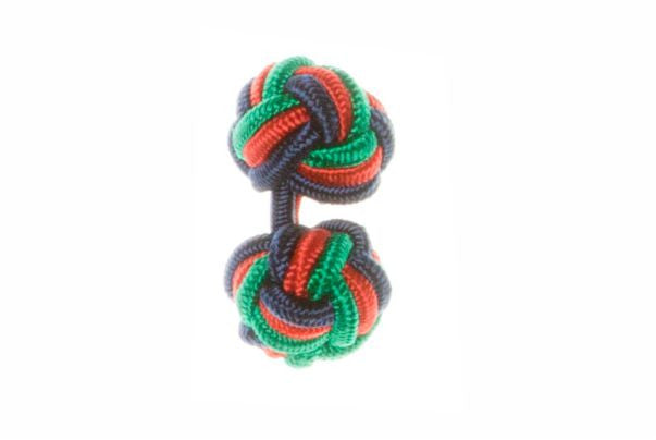 Navy Blue & Green & Red Cuffknots Knot Cufflinks - by Elizabeth Parker England
