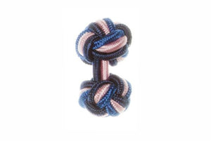 Navy Blue & Royal Blue & Pink Cuffknots Knot Cufflinks - by Elizabeth Parker England