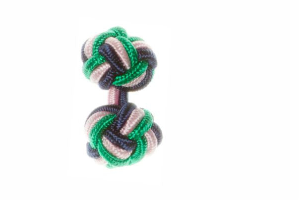 Navy Blue & Green & Pink Cuffknots Knot Cufflinks - by Elizabeth Parker England