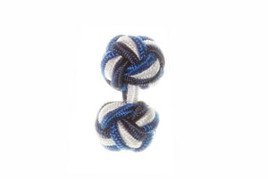 Navy Blue & White & Royal Blue Cuffknots Knot Cufflinks - by Elizabeth Parker England