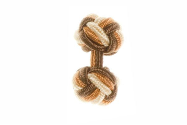 Mocha Brown, Whisky Brown & Yellow Cuffknots Knot Cufflinks - by Elizabeth Parker England