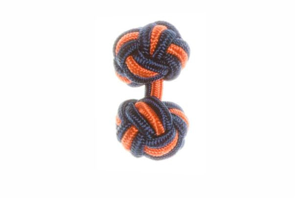 Navy Blue & Orange Cuffknots Knot Cufflinks - by Elizabeth Parker England