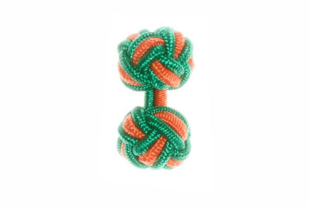 Green & Orange Cuffknots Knot Cufflinks - by Elizabeth Parker England