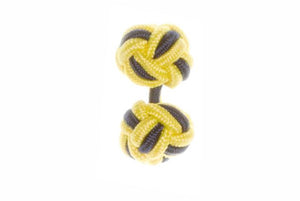 Canary Yellow & Navy Blue Cuffknots Knot Cufflinks - by Elizabeth Parker England