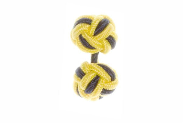 Canary Yellow & Navy Blue Cuffknots Knot Cufflinks - by Elizabeth Parker England