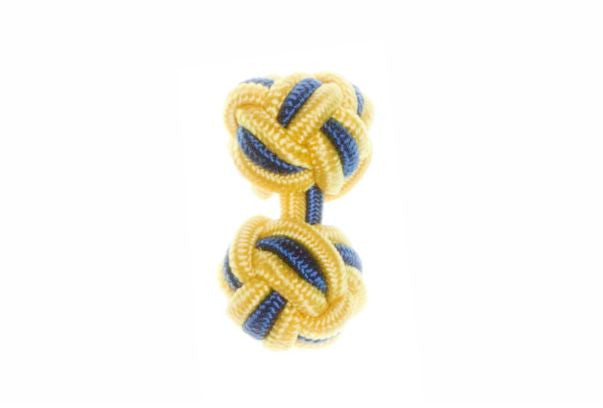 Canary Yellow & Royal Blue Cuffknots Knot Cufflinks - by Elizabeth Parker England