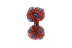 Burgundy Red & Royal Blue Cuffknots Knot Cufflinks - by Elizabeth Parker England