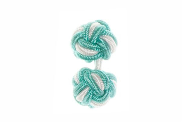 Turquoise Blue & White Cuffknots Knot Cufflinks - by Elizabeth Parker England