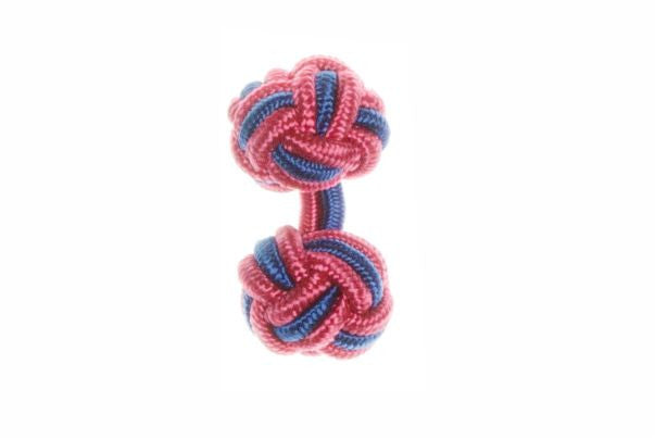 Fuchsia Pink & Royal Blue Cuffknots Knot Cufflinks - by Elizabeth Parker England