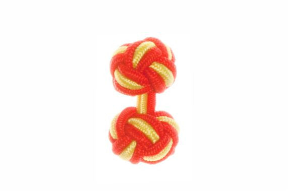 Red & Canary Yellow Cuffknots Knot Cufflinks - by Elizabeth Parker England