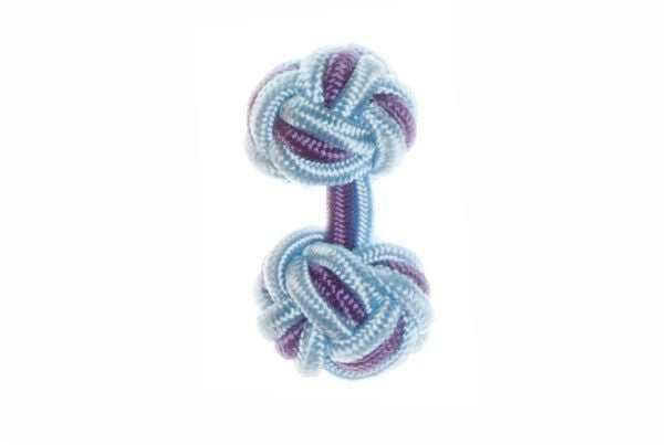 Sky Blue & Purple Cuffknots Knot Cufflinks - by Elizabeth Parker England