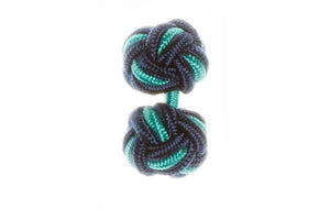Navy Blue & Turquoise Blue Cuffknots Knot Cufflinks - by Elizabeth Parker England