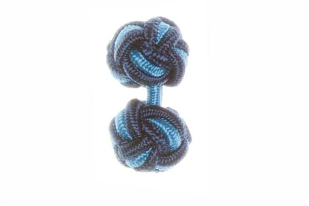 Navy Blue & Electric Blue Cuffknots Knot Cufflinks - by Elizabeth Parker England