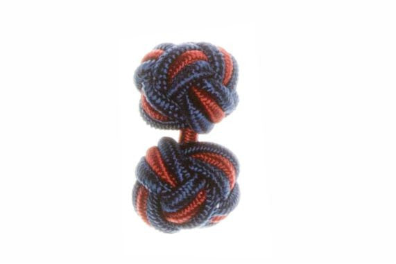 Navy Blue & Burgundy Red Cuffknots Knot Cufflinks - by Elizabeth Parker England