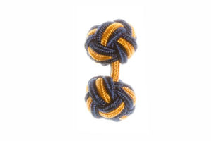 Navy Blue & Gold Cuffknots Knot Cufflinks - by Elizabeth Parker England