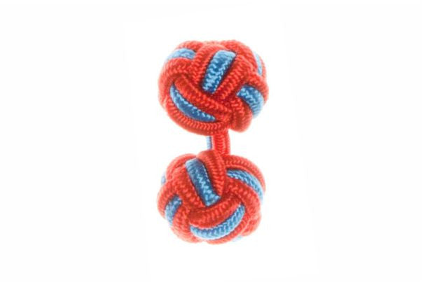 Red & Electric Blue Cuffknots Knot Cufflinks - by Elizabeth Parker England