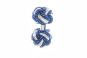 Royal Blue & White Cuffknots Knot Cufflinks - by Elizabeth Parker England