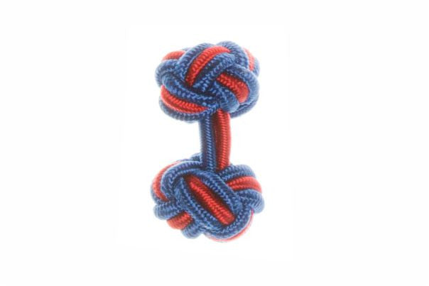 Royal Blue & Red Cuffknots Knot Cufflinks - by Elizabeth Parker England