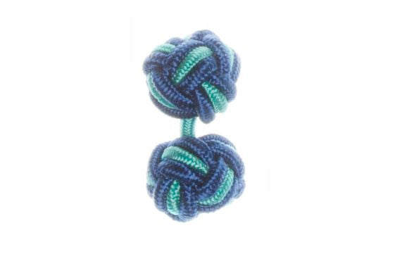 Royal Blue & Turquoise Blue Cuffknots Knot Cufflinks - by Elizabeth Parker England