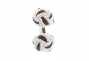 White & Black Cuffknots Knot Cufflinks - by Elizabeth Parker England