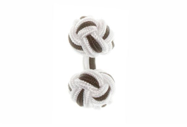 White & Black Cuffknots Knot Cufflinks - by Elizabeth Parker England