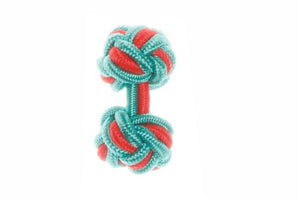 Turquoise Blue & Red Cuffknots Knot Cufflinks - by Elizabeth Parker England