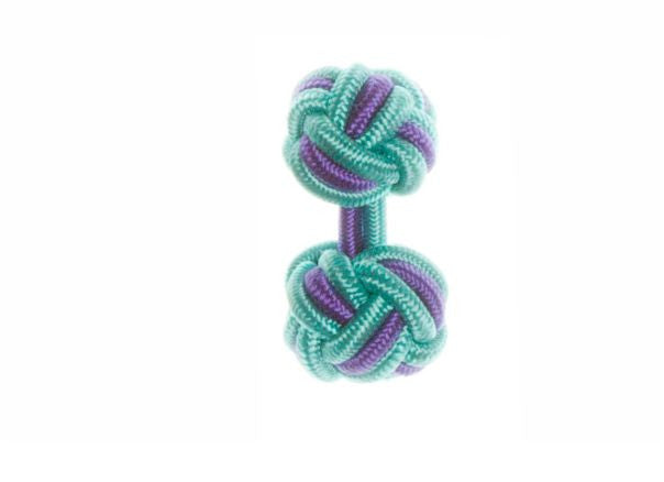 Turquoise Blue & Purple Cuffknots Knot Cufflinks - by Elizabeth Parker England