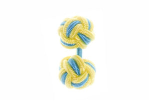 Sky Blue & Canary Yellow Cuffknots Knot Cufflinks - by Elizabeth Parker England