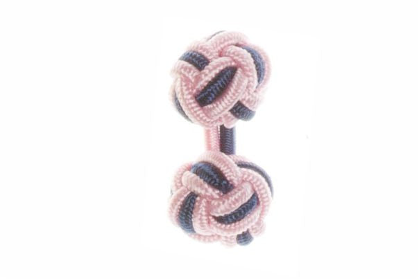 Navy Blue & Pink Cuffknots Knot Cufflinks - by Elizabeth Parker England