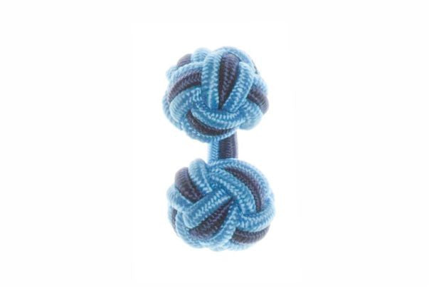 Electric Blue & Navy Blue Cuffknots Knot Cufflinks - by Elizabeth Parker England