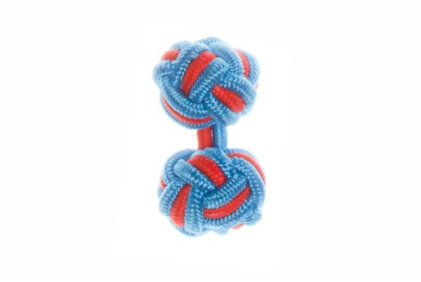 Electric Blue & Red Cuffknots Knot Cufflinks - by Elizabeth Parker England