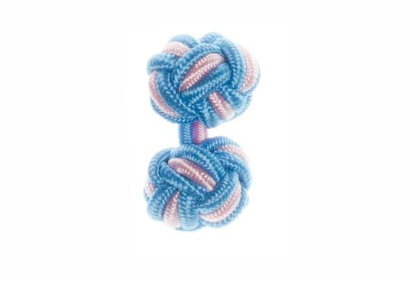 Electric Blue & Pink Cuffknots Knot Cufflinks - by Elizabeth Parker England