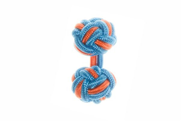 Electric Blue & Orange Cuffknots Knot Cufflinks - by Elizabeth Parker England