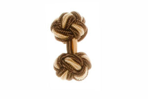 Mocha Brown & Yellow Cuffknots Knot Cufflinks - by Elizabeth Parker England