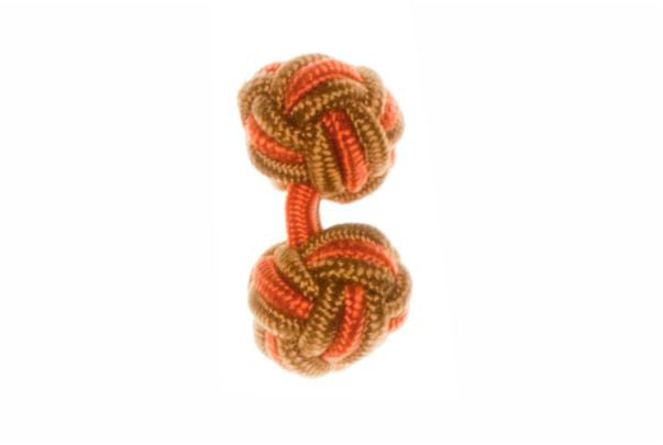 Whiskey Brown & Orange Cuffknots Knot Cufflinks - by Elizabeth Parker England