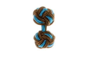 Mocha Brown & Turquoise Blue Cuffknots Knot Cufflinks - by Elizabeth Parker England
