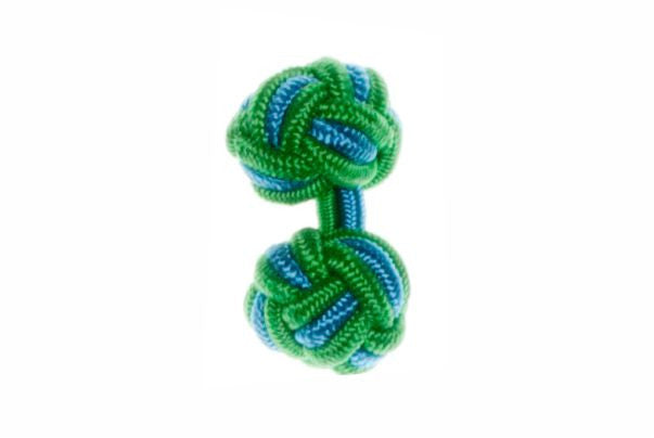 Emerald Green & Electric Blue Cuffknots Knot Cufflinks - by Elizabeth Parker England