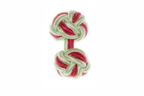 Light Green & Fuchsia Pink Cuffknots Knot Cufflinks - by Elizabeth Parker England
