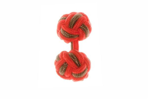 Red & Mocha Brown Cuffknots Knot Cufflinks - by Elizabeth Parker England