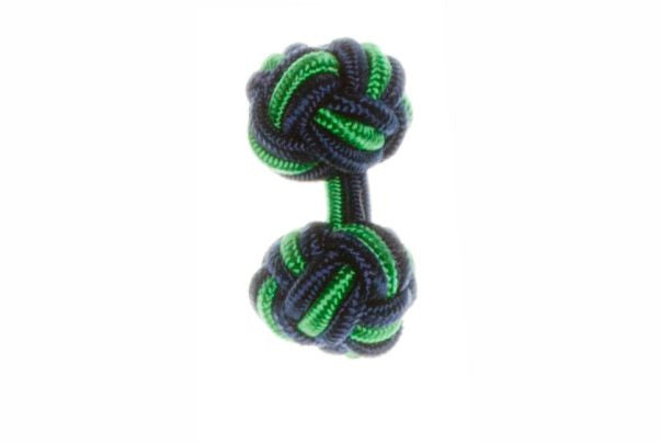 Navy Blue & Emerald Green Cuffknots Knot Cufflinks - by Elizabeth Parker England