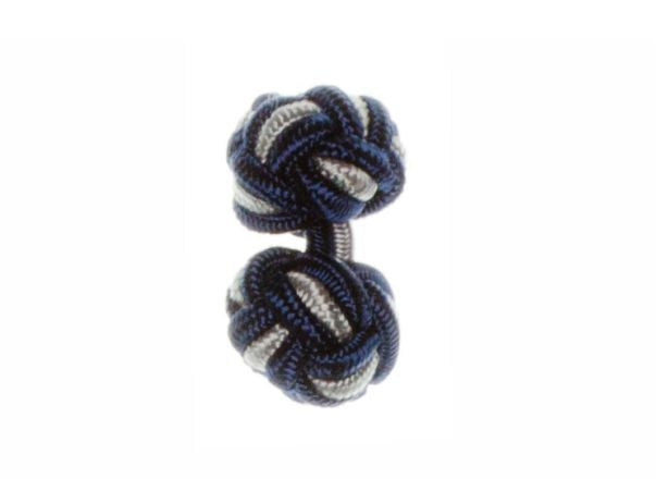 Navy Blue & Grey Cuffknots Knot Cufflinks - by Elizabeth Parker England
