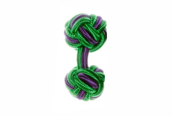 Emerald Green & Purple Cuffknots Knot Cufflinks - by Elizabeth Parker England