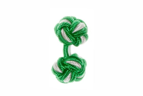 Emerald Green & White Cuffknots Knot Cufflinks - by Elizabeth Parker England