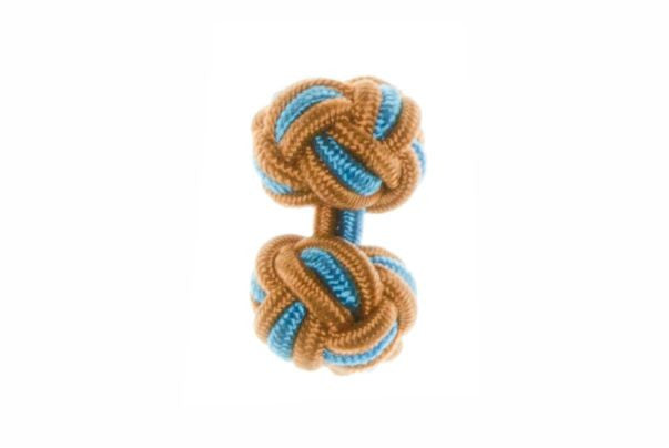 Whiskey Brown & Electric Blue Cuffknots Knot Cufflinks - by Elizabeth Parker England