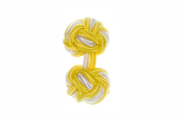 Canary Yellow & White Cuffknots Knot Cufflinks - by Elizabeth Parker England